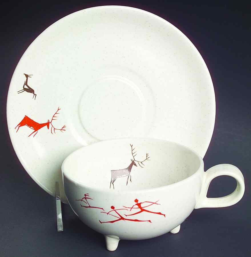 Primitive Footed Cup & Saucer Set by Salem-1