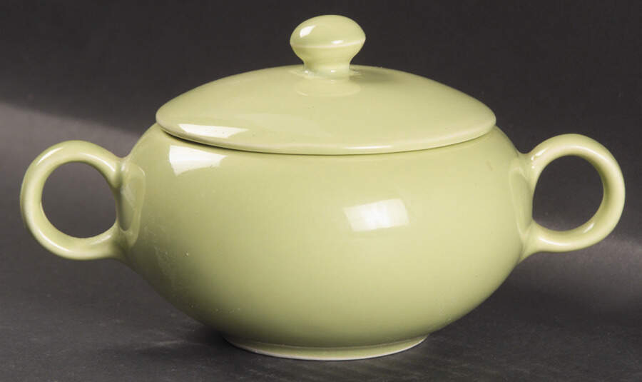 Ranch Style Lime Yellow Sugar Bowl & Lid by Salem-1