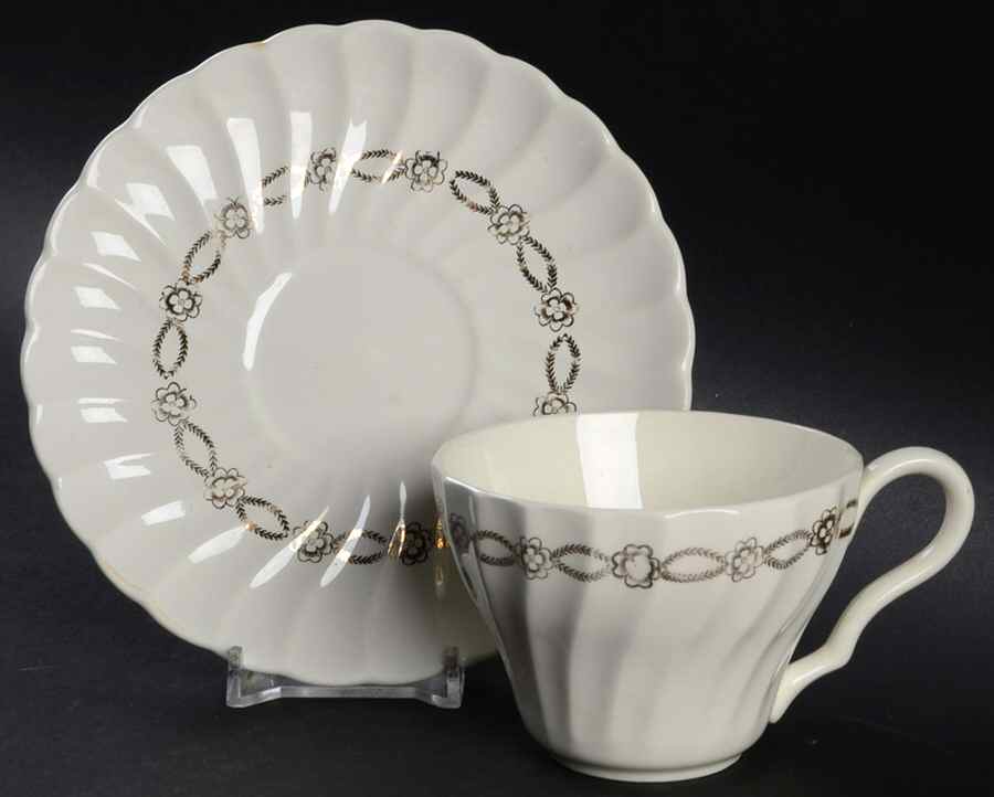 Royal Crown Flat Cup & Saucer Set by Salem-1