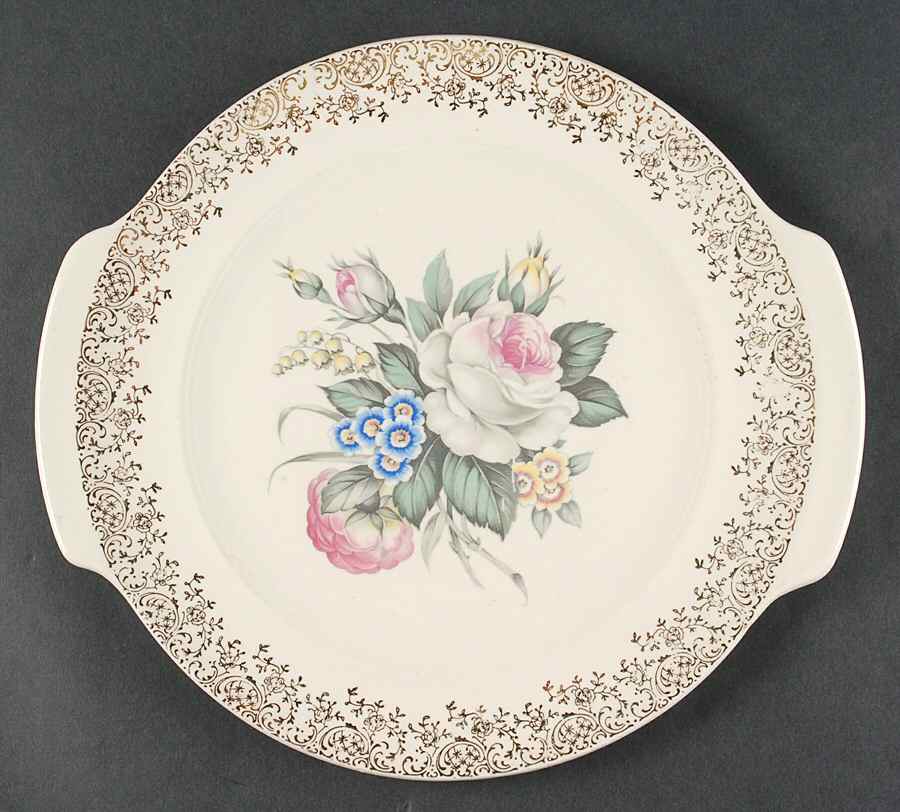 Royal Rose Bouquet Handled Cake Plate by Salem-1
