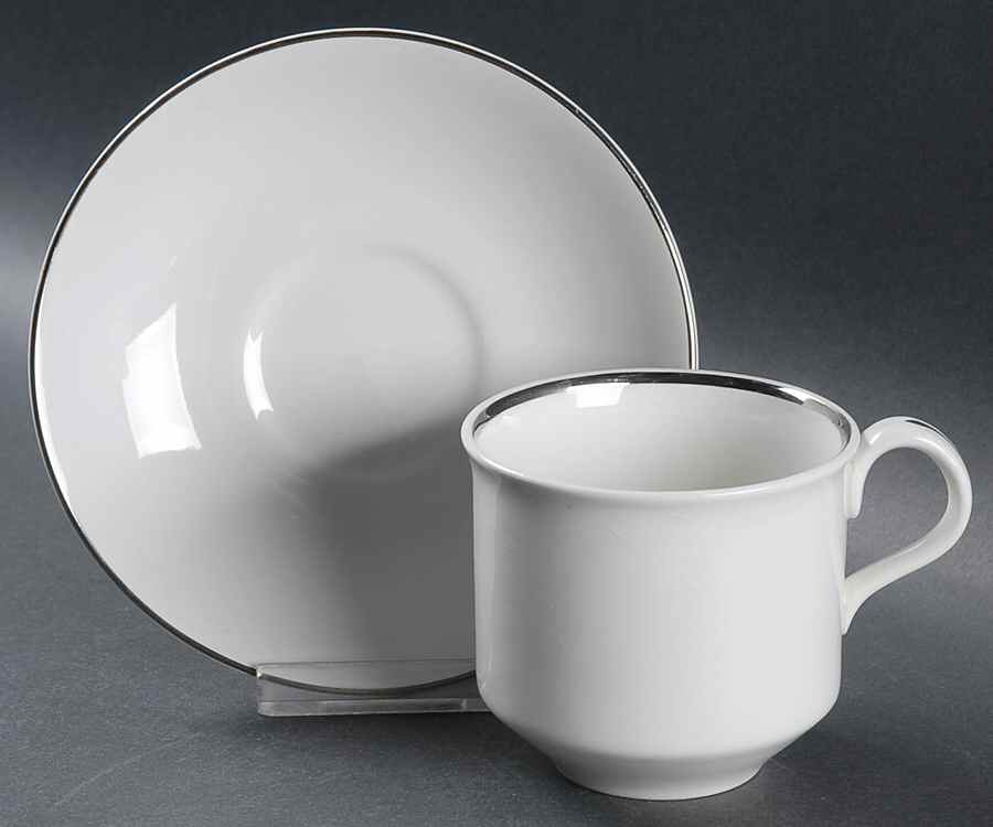 Silver Elegance (England) Flat Cup & Saucer Set by Salem-1