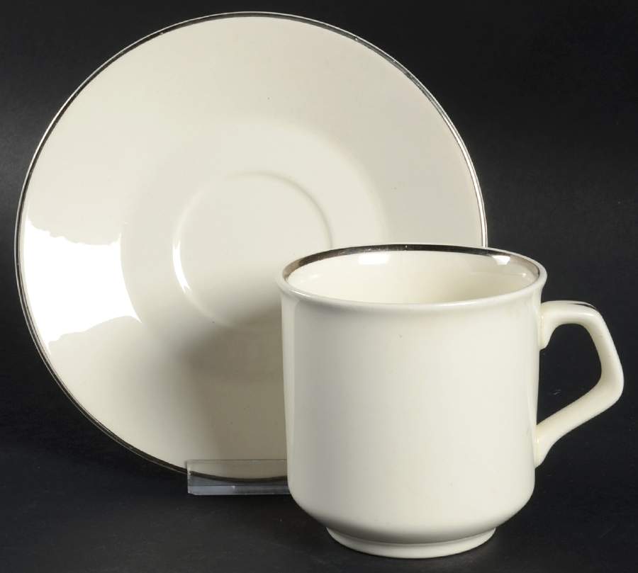 Silver Elegance (American) Flat Cup & Saucer Set by Salem-1