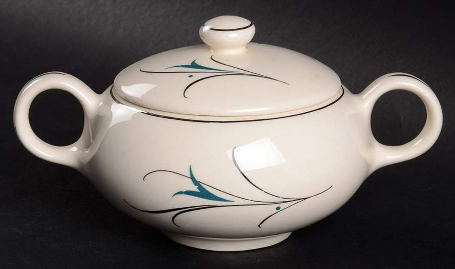 Simplicity Turquoise Sugar Bowl & Lid by Salem-1