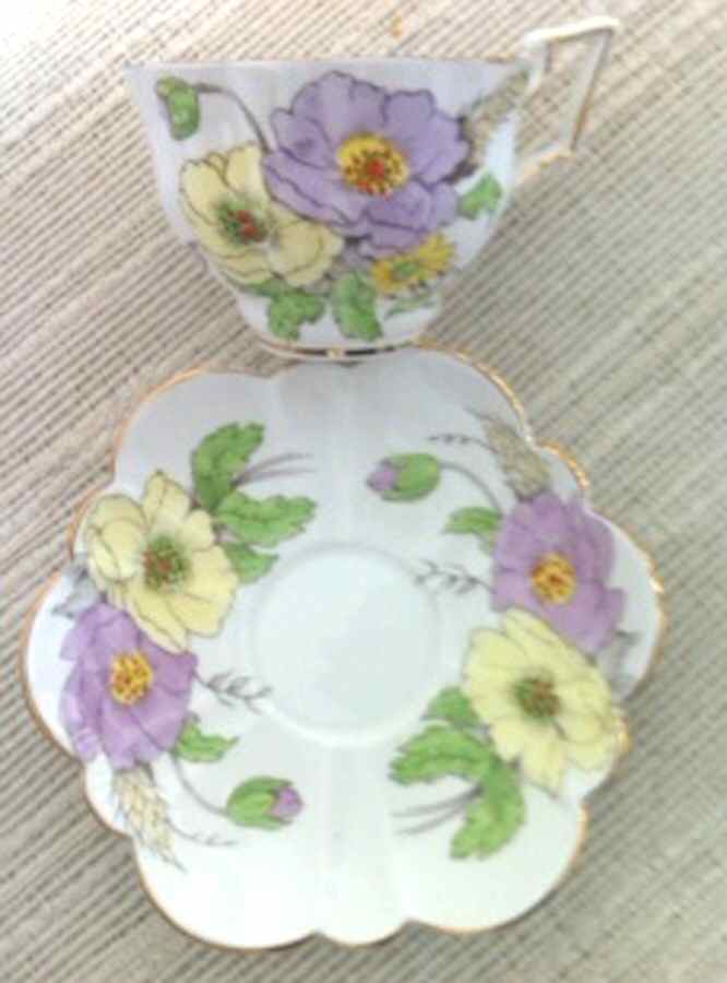 Cornpoppy Footed Cup & Saucer Set by Salisbury-1