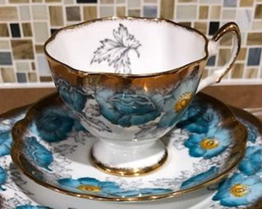 Iceland Poppy Footed Cup & Saucer Set by Salisbury-1