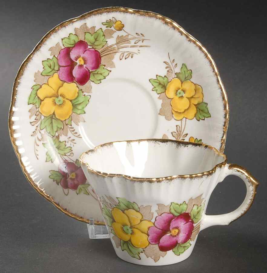 Pansy Flat Cup & Saucer Set by Salisbury-1