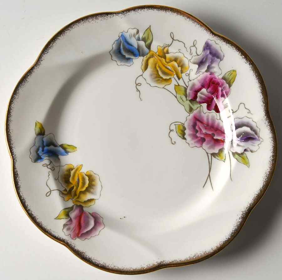Sweet Pea (Multicolor Flowers) Salad Plate by Salisbury-1
