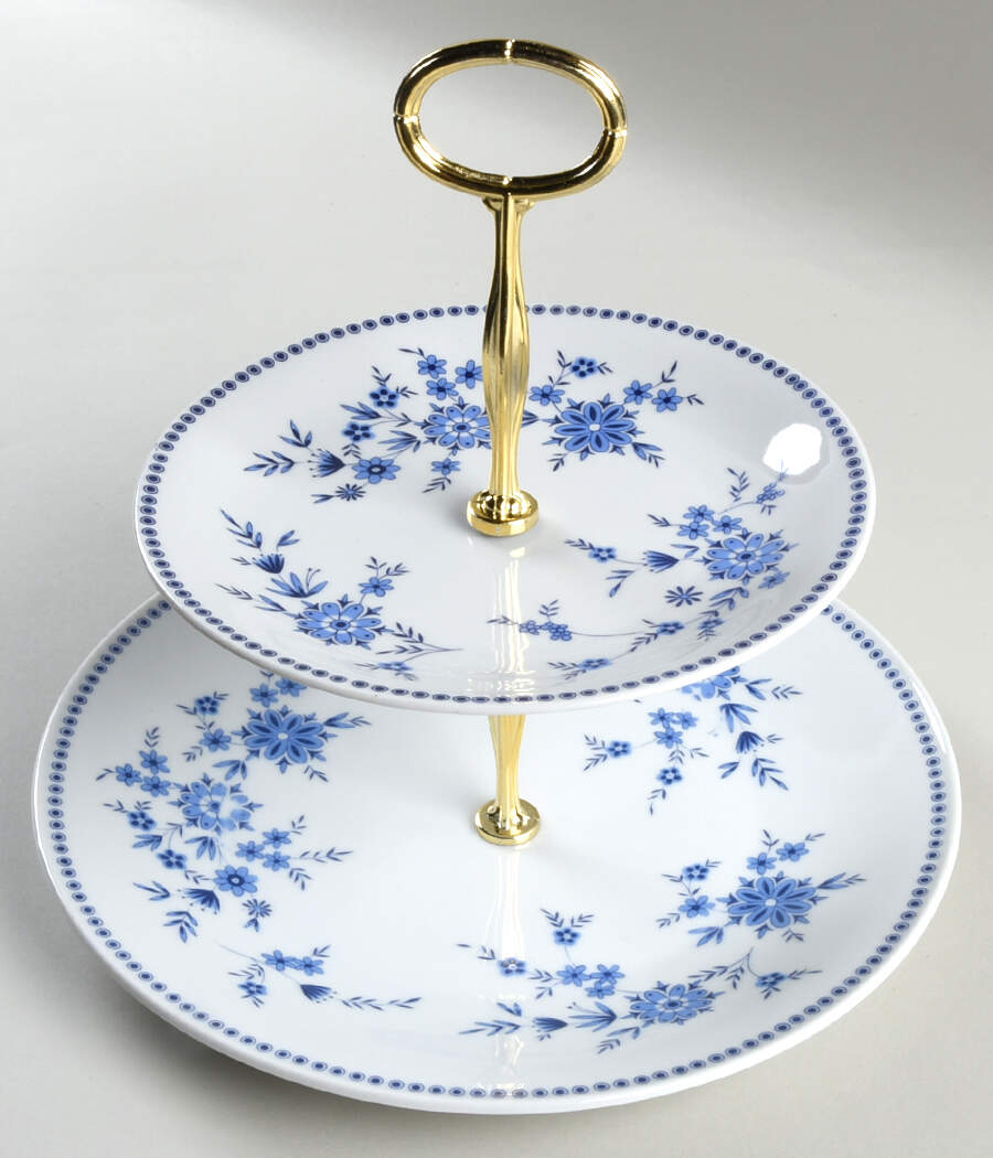 Bavarian Blue 6 5/8"-10"  2 Tiered Serving Tray (Dp, Sp) HC by Seltmann-1