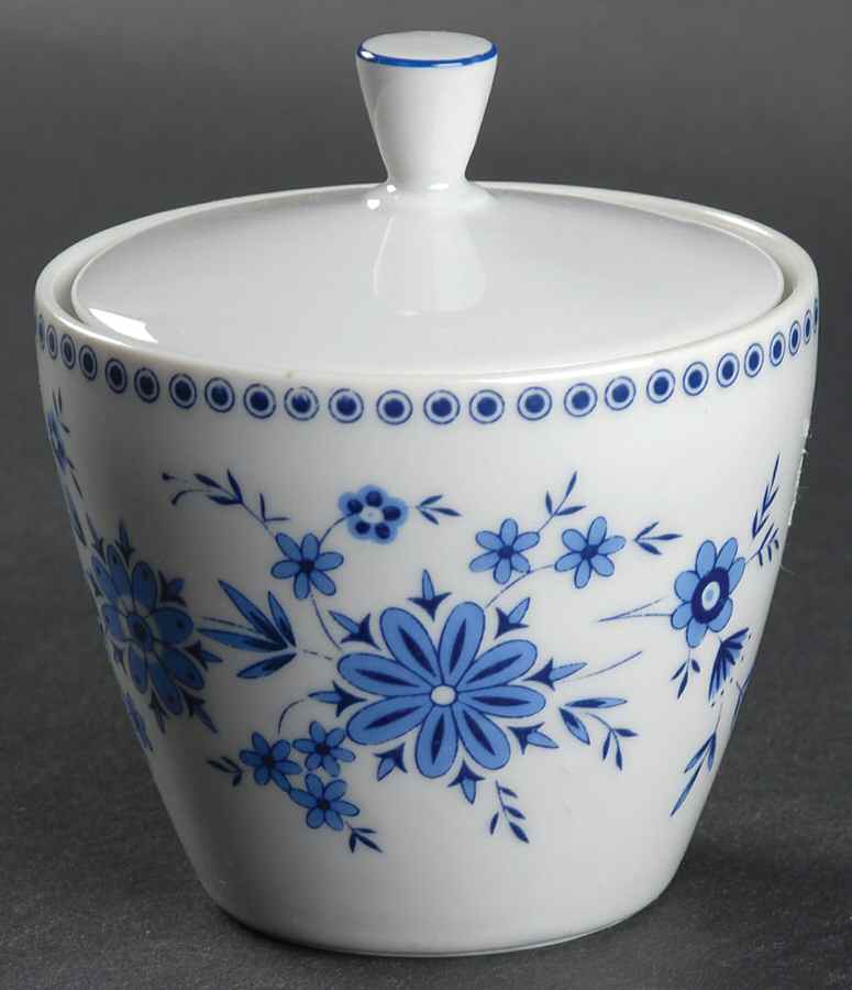 Bavarian Blue Sugar Bowl & Lid by Seltmann-1