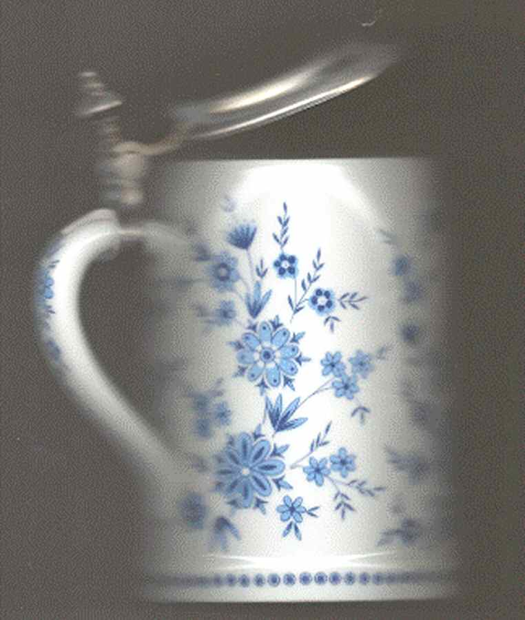 Bavarian Blue Tankard with Hinged Metal Lid by Seltmann-1
