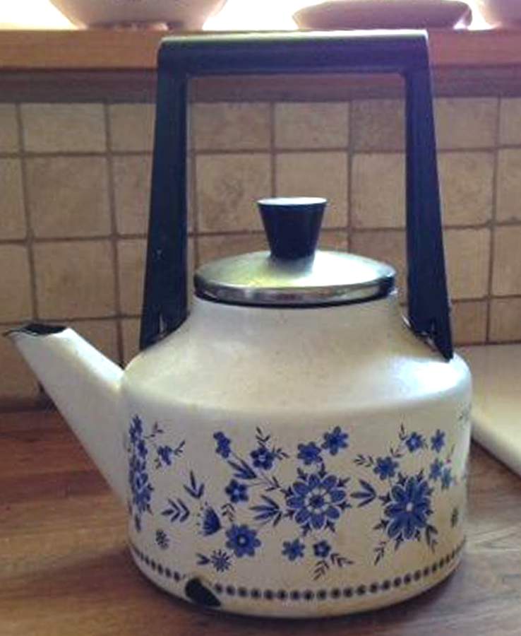 Bavarian Blue Metal Kettle & Lid by Seltmann-1