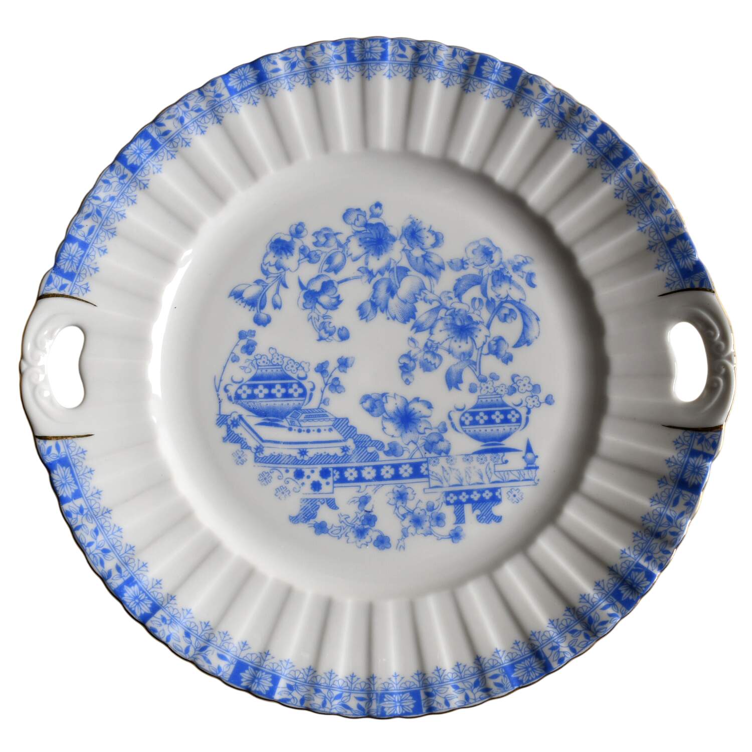 China Blau Handled Cake Plate by Seltmann-1