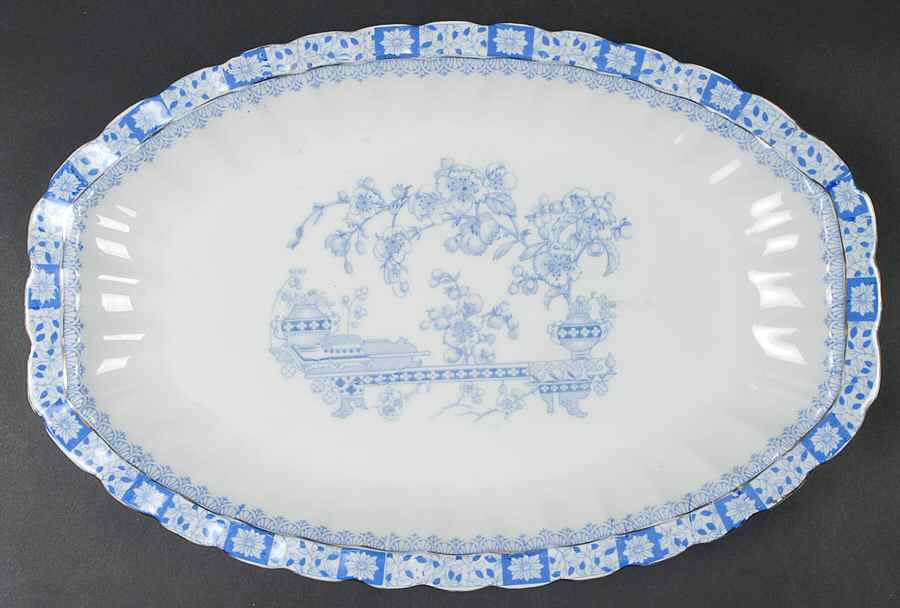 China Blau 15" Oval Serving Platter by Seltmann-1