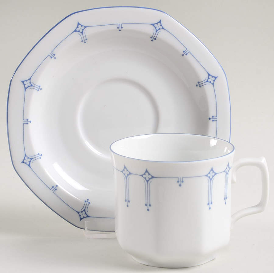 Dimity Blue Flat Cup & Saucer Set by Seltmann-1