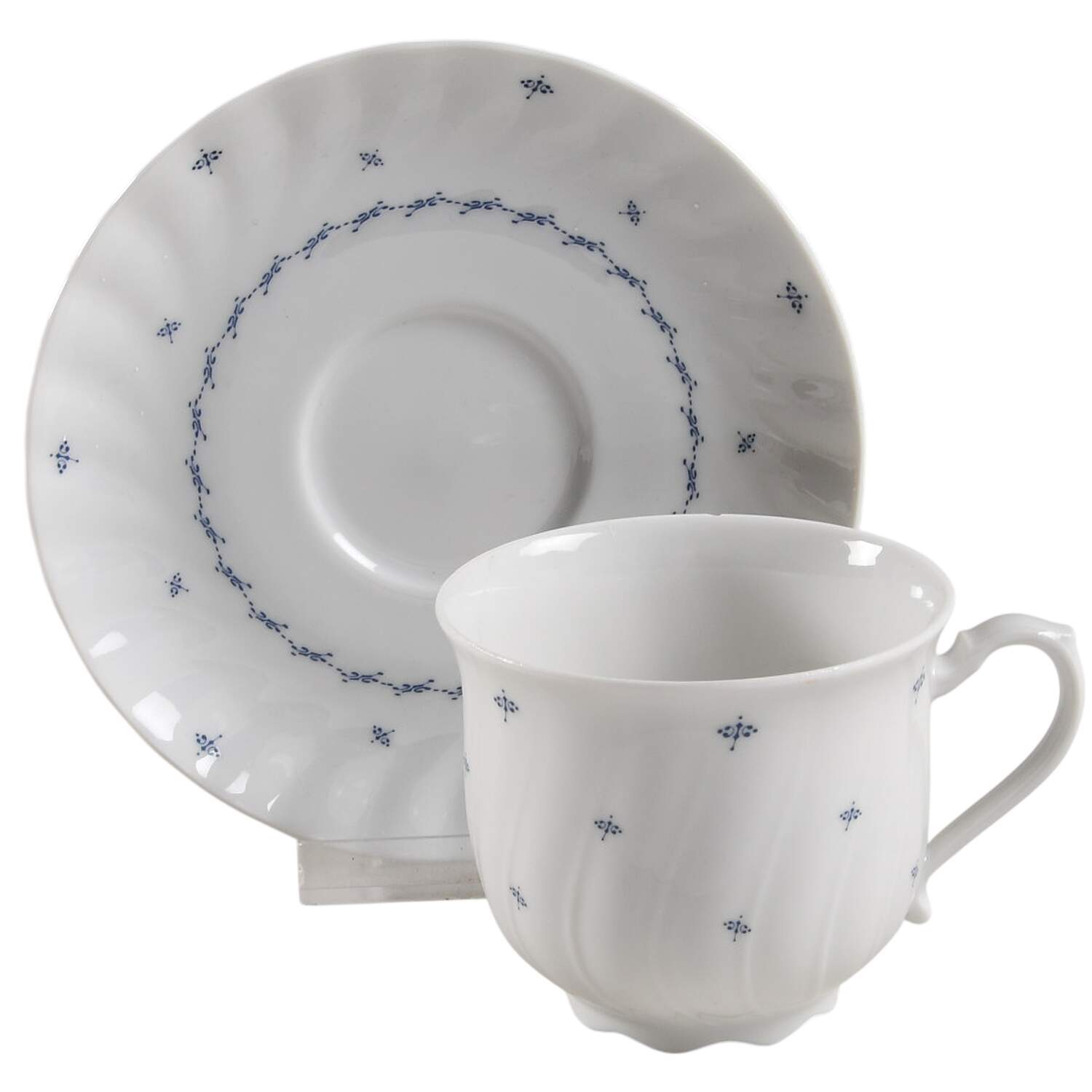 Elisa Blue (No Trim) Flat Cup & Saucer Set by Seltmann-1
