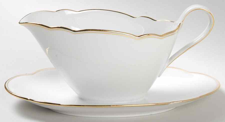 Inka Gold Gravy Boat with Attached Underplate by Seltmann-1