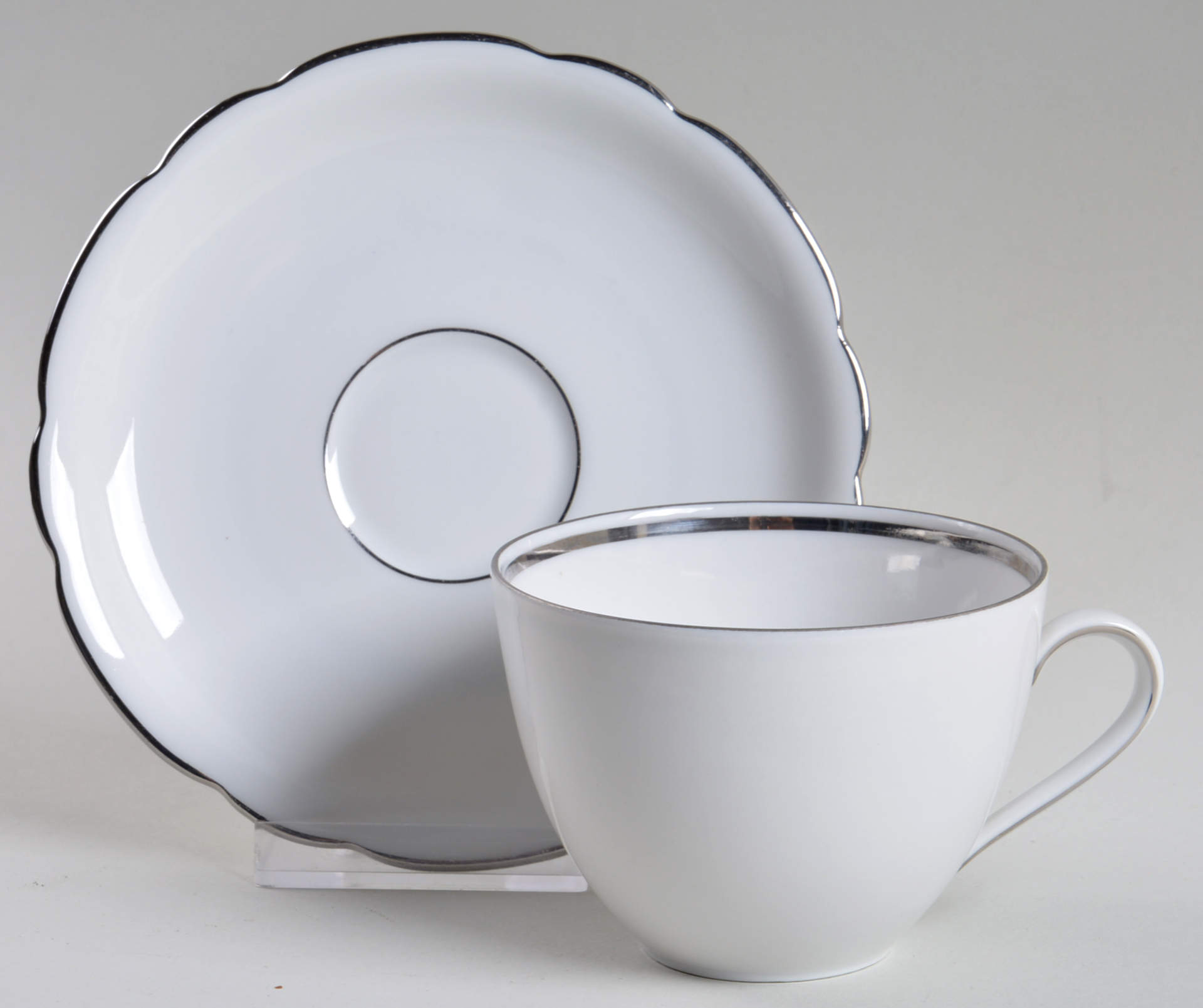 Inka Platinum Flat Cup & Saucer Set by Seltmann-1