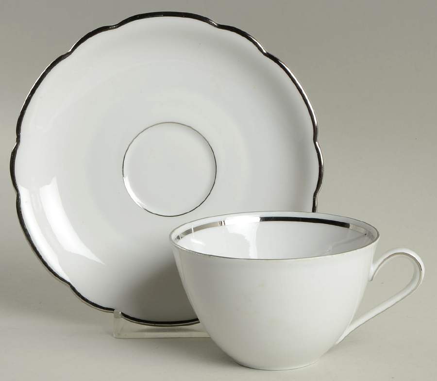Inka Platinum Flat Cup & Saucer Set by Seltmann-1
