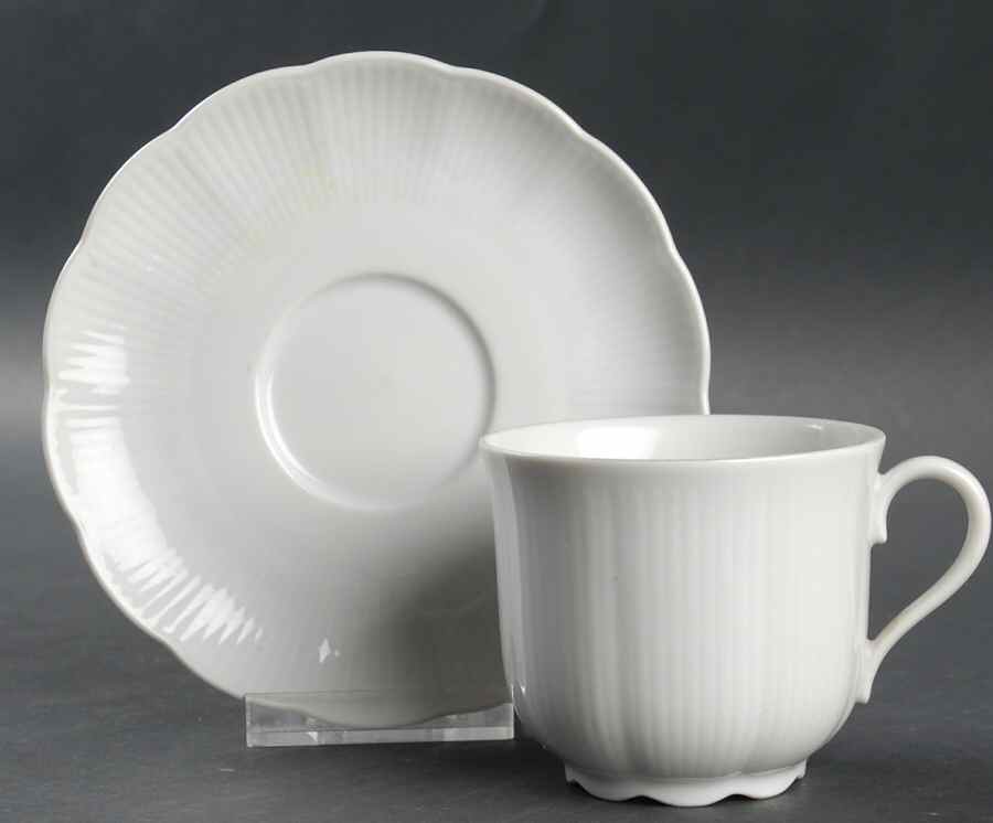 Jasmin White Flat Cup & Saucer Set by Seltmann-1
