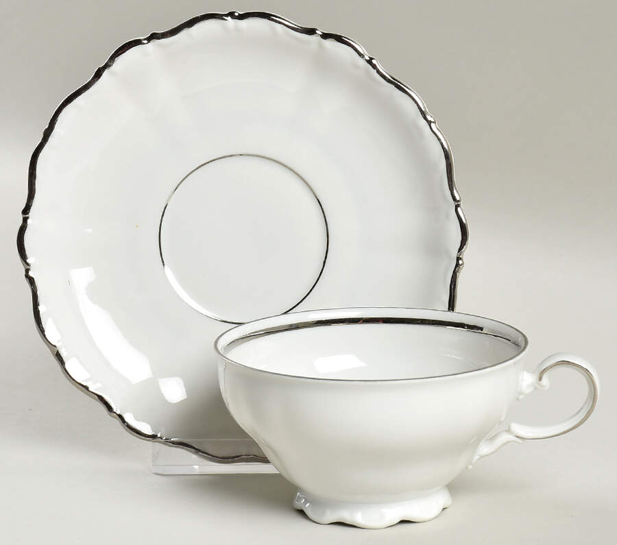 Majestic Platinum Footed Cup & Saucer Set by Seltmann-1