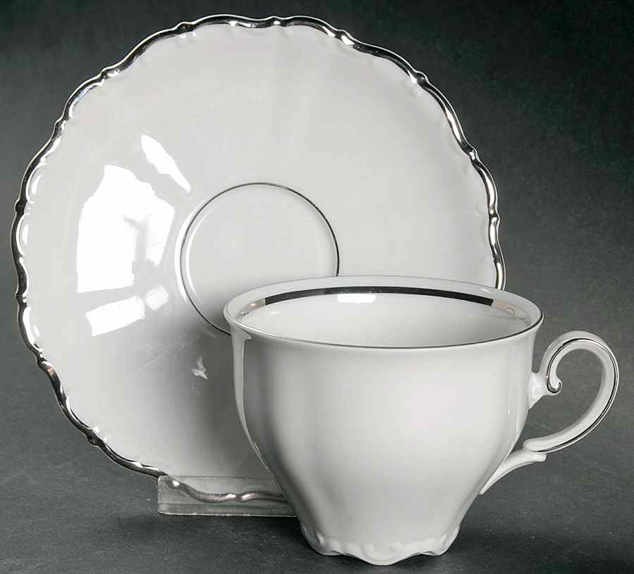 Majestic Platinum Flat Cup & Saucer Set by Seltmann-1