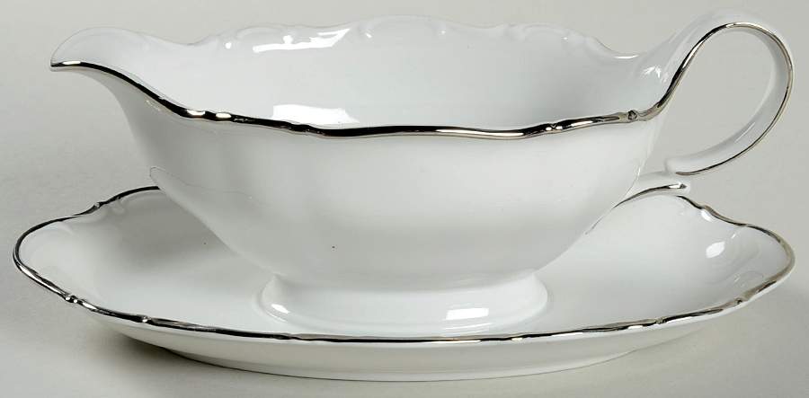 Majestic Platinum Gravy Boat with Attached Underplate by Seltmann-1