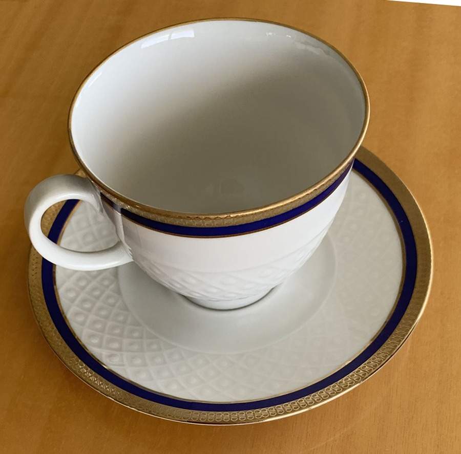 Polonaise Blue Footed Cup & Saucer Set by Seltmann-1