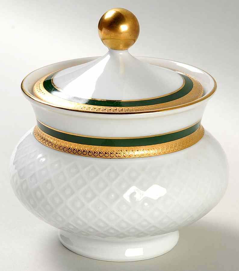 Polonaise Green Sugar Bowl & Lid by Seltmann-1