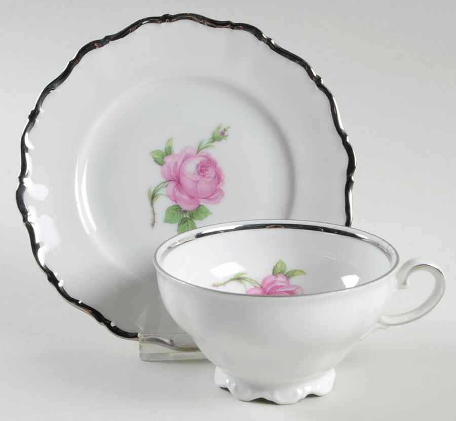 Premiere Rose Footed Cup & Saucer Set by Seltmann-1
