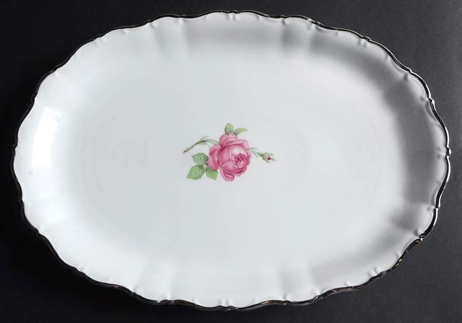 Premiere Rose 14" Oval Serving Platter by Seltmann-1