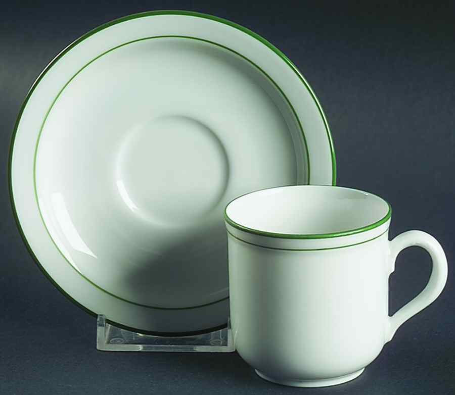 Rainbow Green Flat Demitasse Cup & Saucer Set by Seltmann-1
