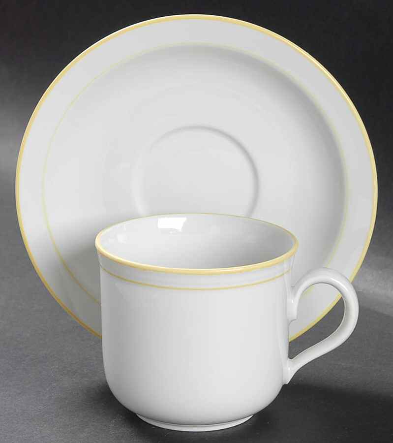 Rainbow Yellow Flat Cup & Saucer Set by Seltmann-1