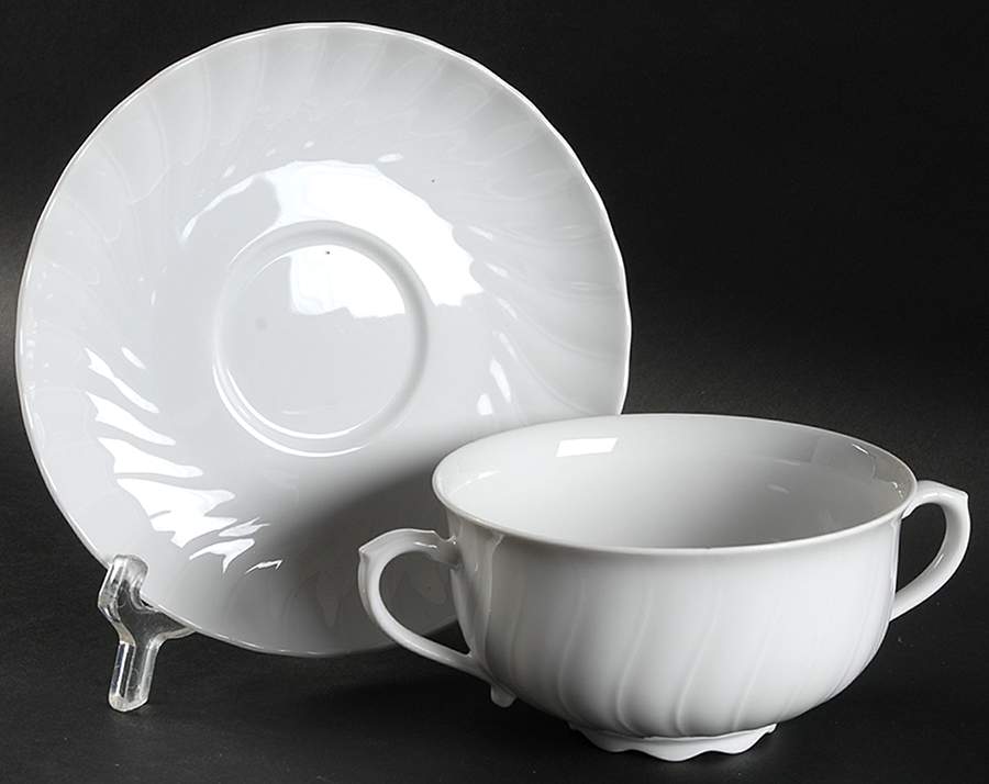 Regina Footed Cream Soup Bowl & Saucer Set by Seltmann-1