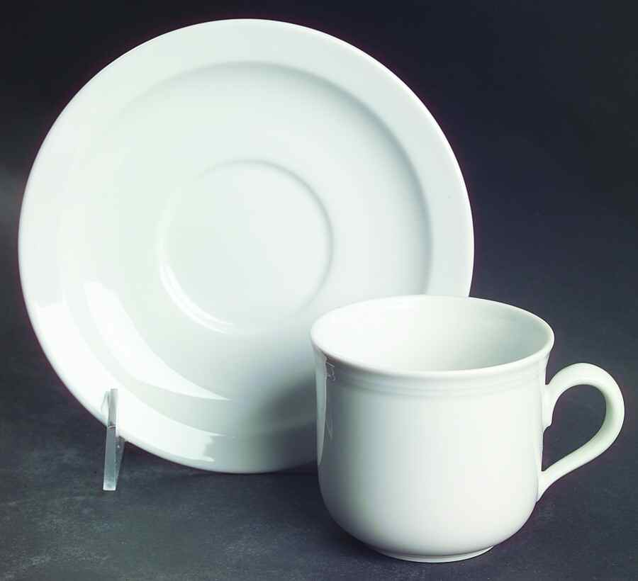 Renate White (Smooth) Flat Cup & Saucer Set by Seltmann-1