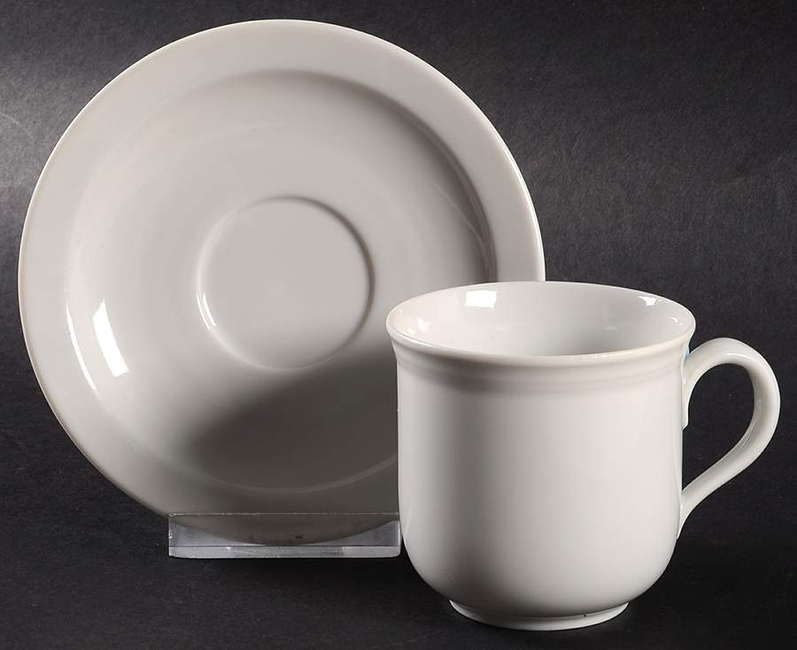 Renate White (Smooth) Flat Cup & Saucer Set by Seltmann-1
