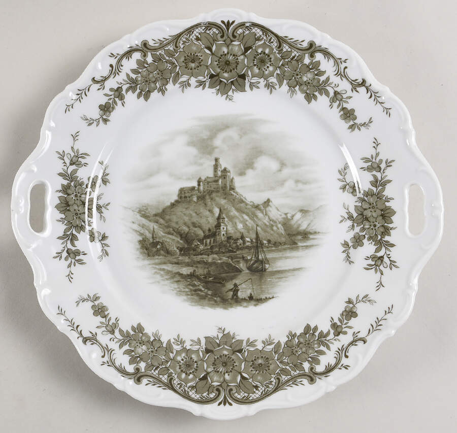 Rhinegau (Scalloped) Handled Cake Plate by Seltmann-1