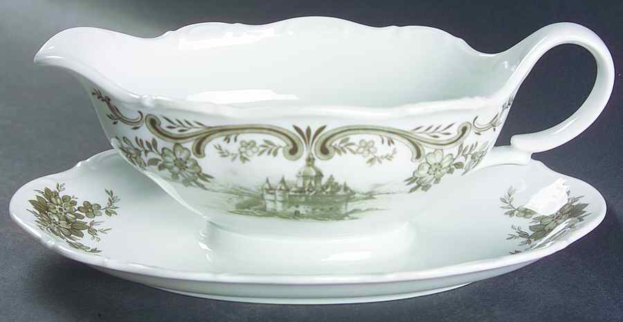 Rhinegau (Scalloped) Gravy Boat with Attached Underplate by Seltmann-1