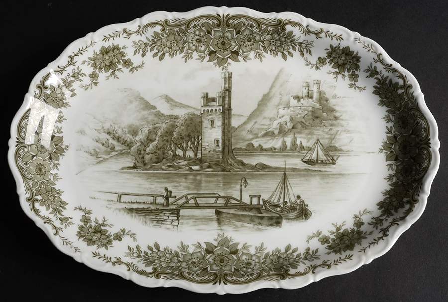 Rhinegau (Scalloped) 12" Oval Serving Platter by Seltmann-1