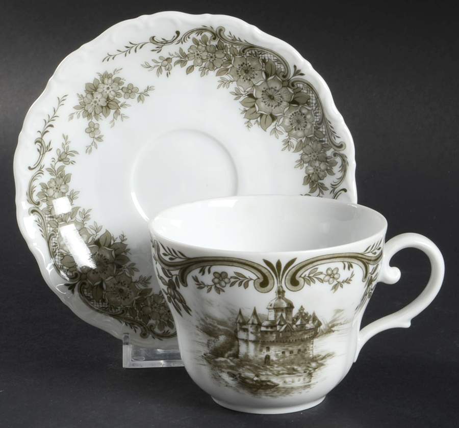 Rhinegau (Scalloped) Flat Cup & Saucer Set by Seltmann-1