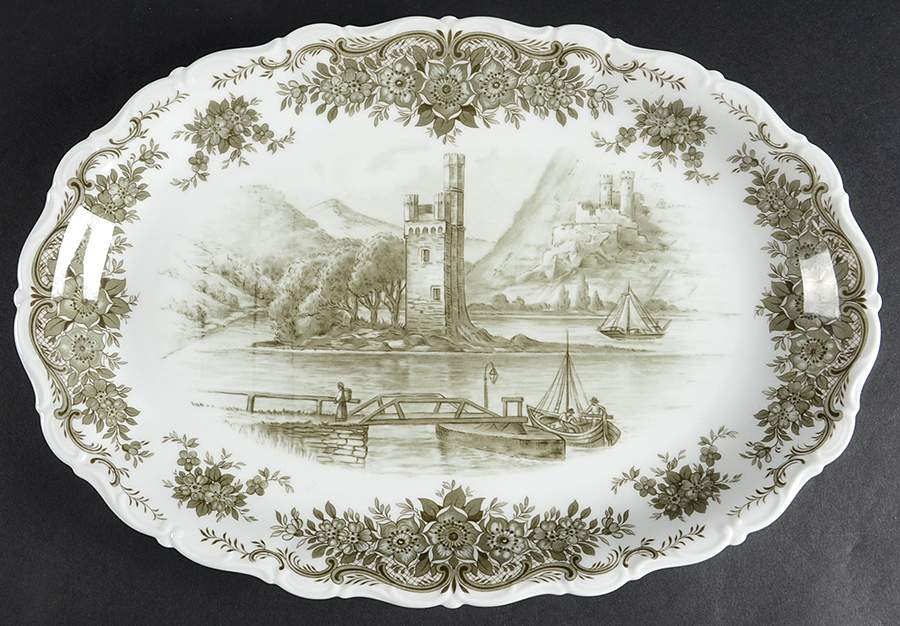 Rhinegau (Scalloped) 13" Oval Serving Platter by Seltmann-1