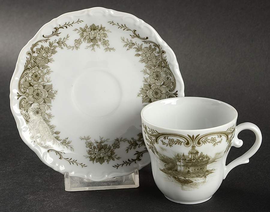 Rhinegau (Scalloped) Flat Demitasse Cup & Saucer Set by Seltmann-1