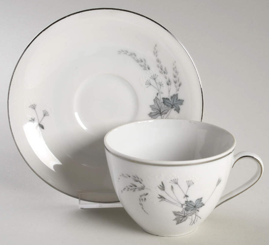 Silver Mist Flat Cup & Saucer Set by Seltmann-1