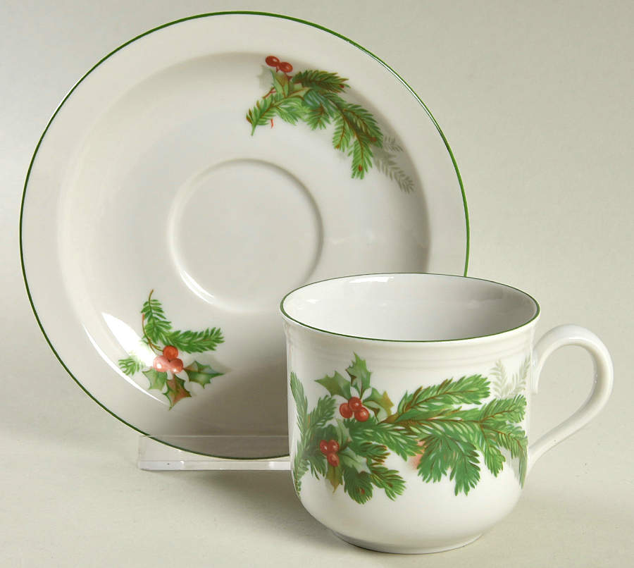 Holly Flat Cup & Saucer Set by Seltmann-1