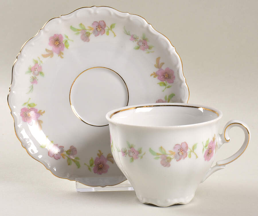 Theresia Floral Flat Cup & Saucer Set by Seltmann-1