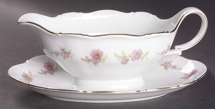 Theresia Floral Gravy Boat with Attached Underplate by Seltmann-1