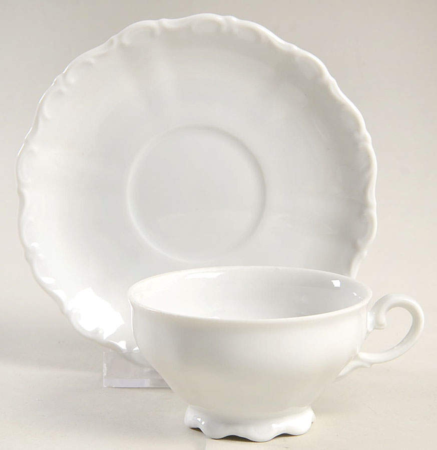 Theresia White Footed Demitasse Cup & Saucer Set by Seltmann-1