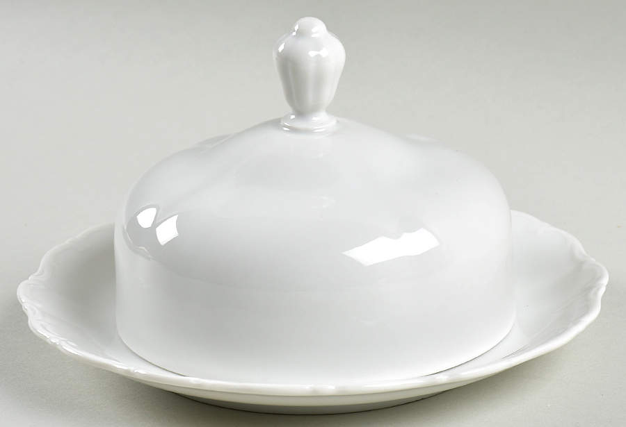 Theresia White Round Covered Butter by Seltmann-1