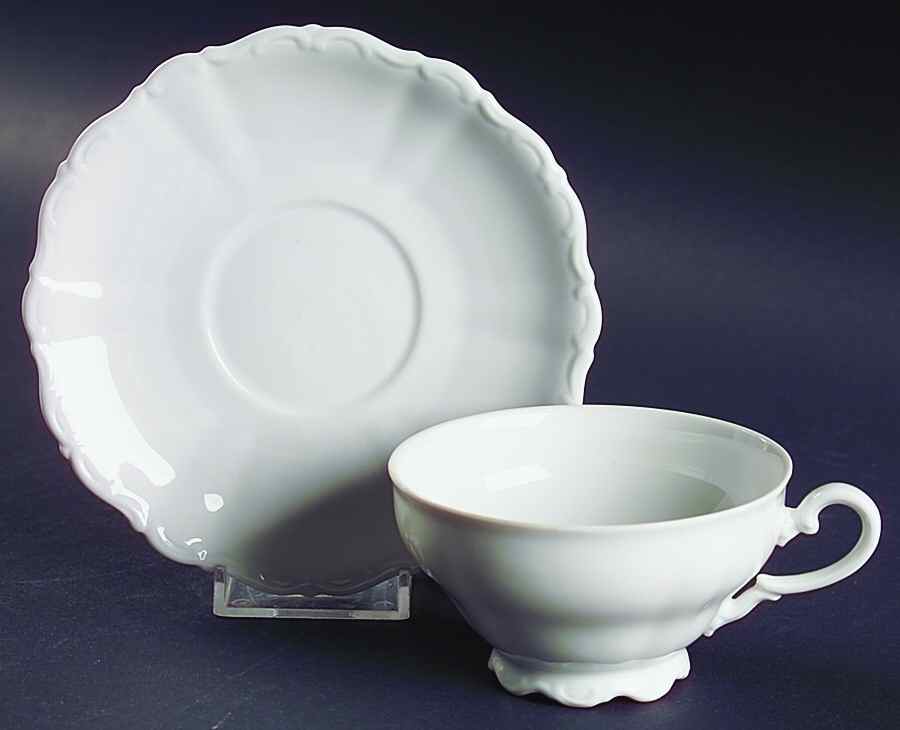 Theresia White Footed Cup & Saucer Set by Seltmann-1