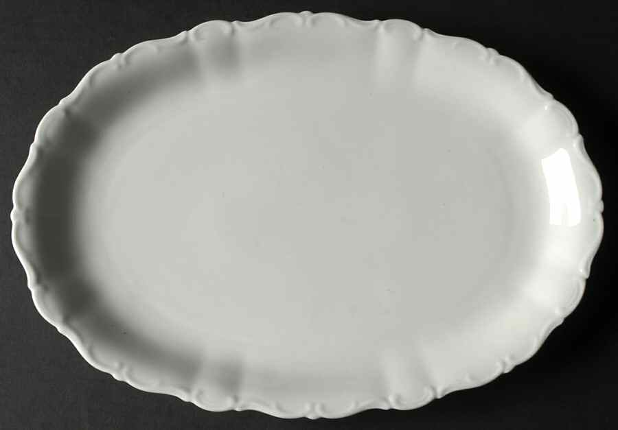 Theresia White 12" Oval Serving Platter by Seltmann-1