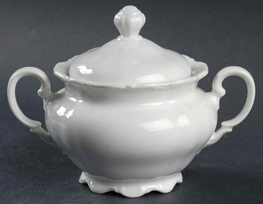 Theresia White Sugar Bowl & Lid by Seltmann-1